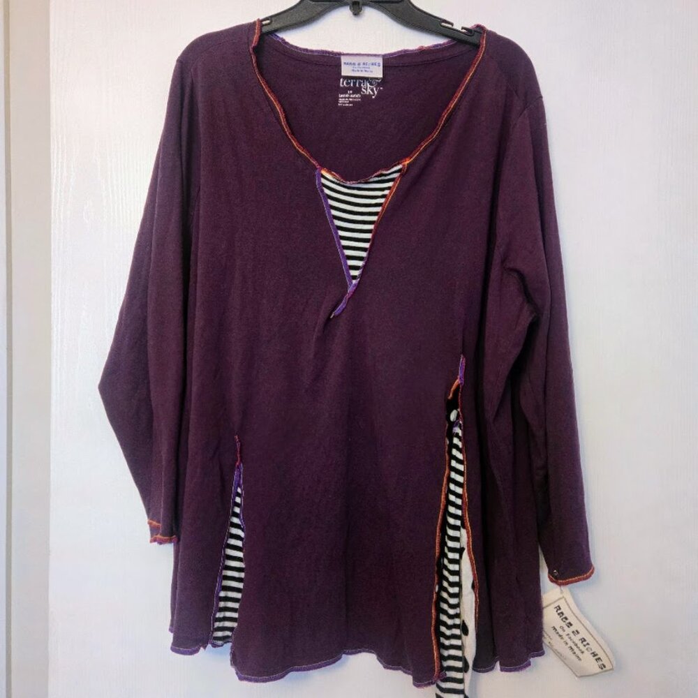 Rags 2 Riches fun and unique‎ repurposed tunic top Size 2X